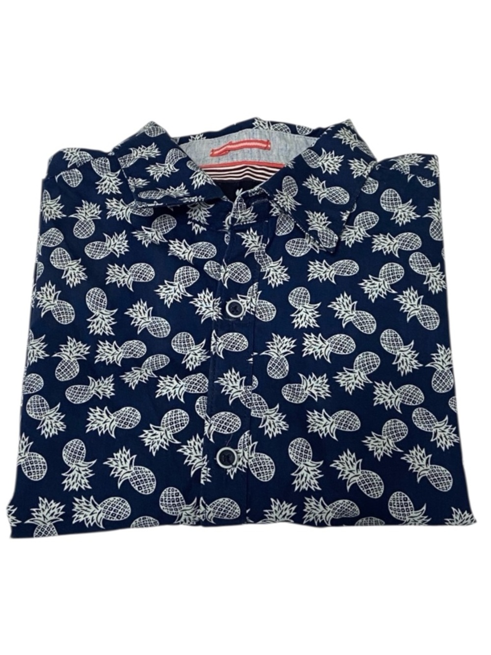 Denim & Flower Slim Fit Navy White Pineapple Button Down Shirt - Men’s Medium